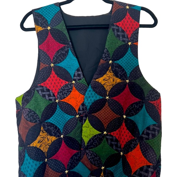 Handmade Vintage Patterned Vest Summer Festival Stars Size Large - Picture 1 of 4